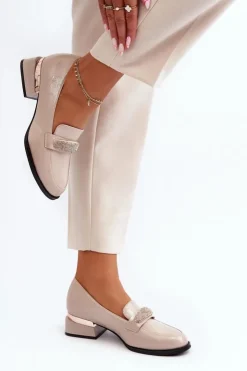 Buty damskie Vinceza Półbuty Lakierowane*Damskie Półbuty Lakierowane Na Niskim Obcasie Beżowe Marilni