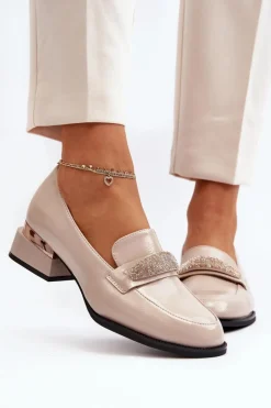 Buty damskie Vinceza Półbuty Lakierowane*Damskie Półbuty Lakierowane Na Niskim Obcasie Beżowe Marilni