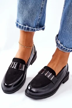 Damskie buty S.Barski Półbuty Lakierowane|Mokasyny Damskie Lakierowane*Damskie Półbuty Lakierowane Czarne Montius