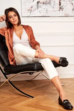 Laura Messi Półbuty Skórzane|Mokasyny Damskie Skórzane*Damskie Półbuty Czarne 2121 Czarny