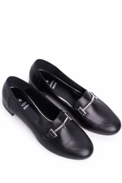 Laura Messi Półbuty Skórzane|Mokasyny Damskie Skórzane*Damskie Półbuty Czarne 2121 Czarny