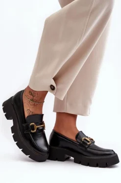 Discount Boto Damskie Półbuty Loafery Z Ozdobą Czarne Peuria