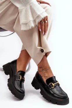 Discount Boto Damskie Półbuty Loafery Z Ozdobą Czarne Peuria