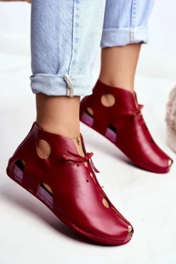 Hot Maciejka Damskie Półbuty Czerwone 03426-08