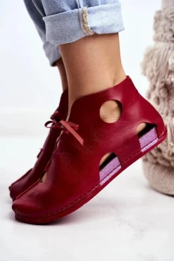 Hot Maciejka Damskie Półbuty Czerwone 03426-08