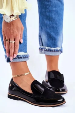 Damskie Maciejka Damskie Półbuty Lakierowane Loafery Czarne 04099-01/00-5