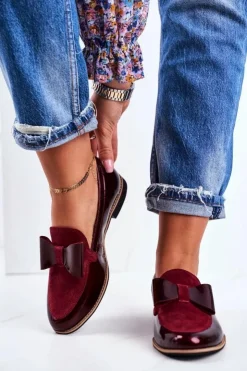 Maciejka Półbuty Lakierowane|Półbuty Skórzane*Damskie Półbuty Lakierowane Loafery Bordowe 04099-44/00-1