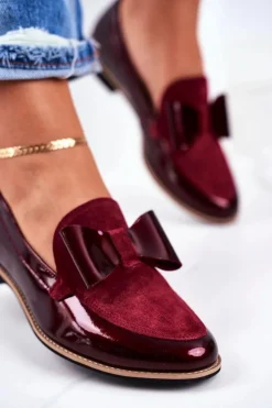 Maciejka Półbuty Lakierowane|Półbuty Skórzane*Damskie Półbuty Lakierowane Loafery Bordowe 04099-44/00-1