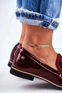 Maciejka Półbuty Lakierowane|Półbuty Skórzane*Damskie Półbuty Lakierowane Loafery Bordowe 04099-44/00-1