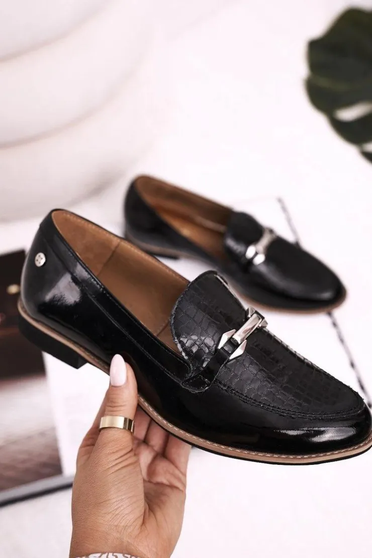 Outlet Maciejka Damskie Półbuty Lakierowane Loafery Czarne 4099A-01/00-1