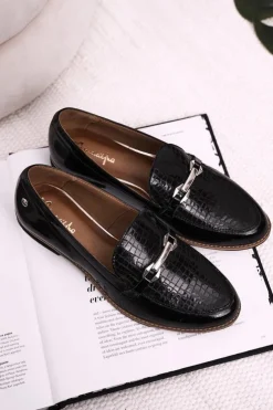 Outlet Maciejka Damskie Półbuty Lakierowane Loafery Czarne 4099A-01/00-1