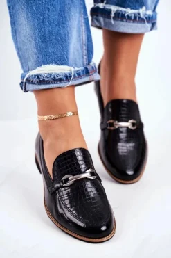 Outlet Maciejka Damskie Półbuty Lakierowane Loafery Czarne 4099A-01/00-1