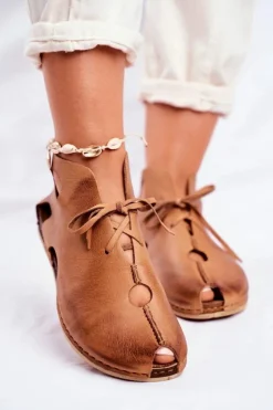 Maciejka Półbuty Skórzane*Damskie Półbuty Rude 03426-19