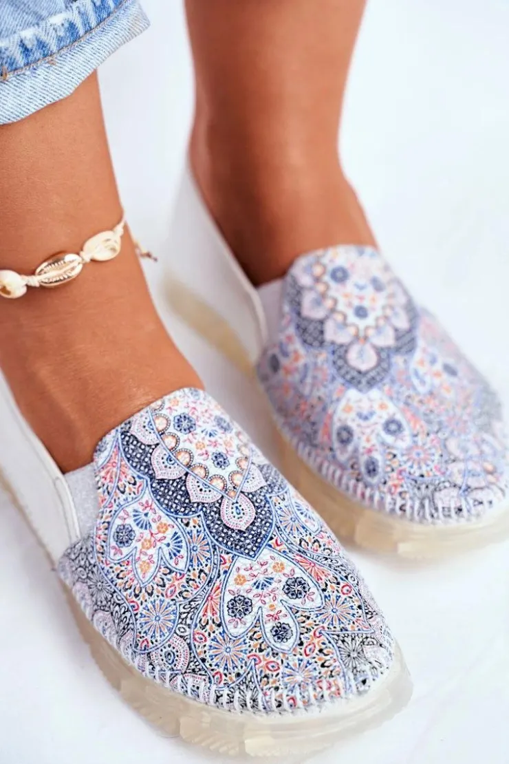 Maciejka Półbuty Skórzane|Mokasyny Damskie Skórzane*Damskie Półbuty Wsuwane Skórzane Białe 03512-46