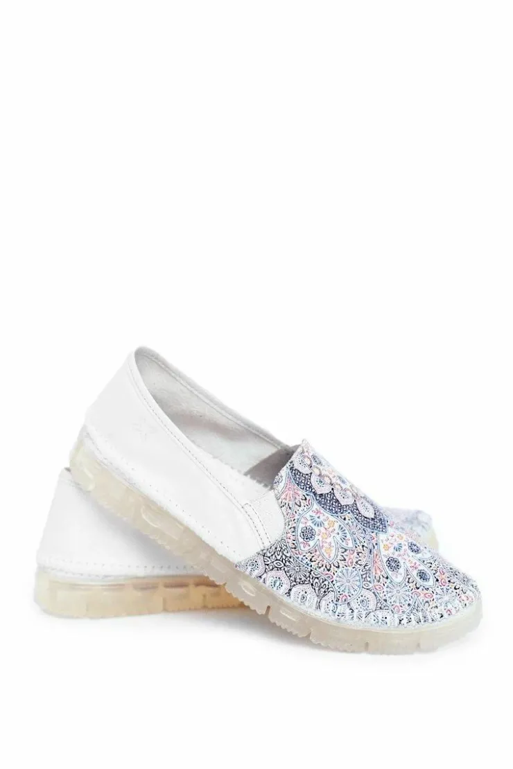 Maciejka Półbuty Skórzane|Mokasyny Damskie Skórzane*Damskie Półbuty Wsuwane Skórzane Białe 03512-46