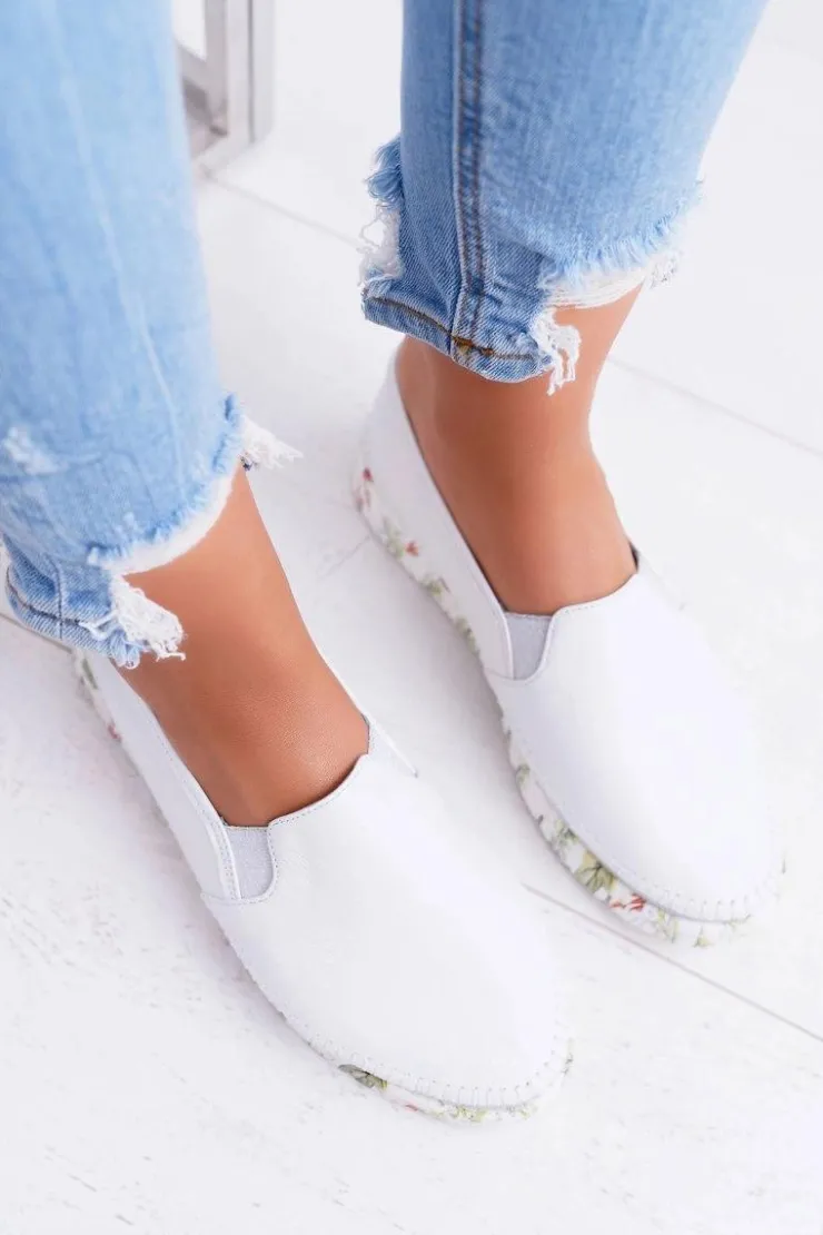 Online Maciejka Damskie Półbuty Wsuwane Skórzane Białe 03512-11