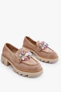 Boto Mokasyny Damskie Zamszowe*Damskie Półbuty Mokasyny Z Ozdobami Beżowe Issac