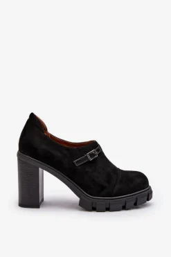 Damskie Boto Damskie Półbuty Na Obcasie Słupku Czarne Tauina