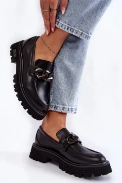 Big Star Shoes Mokasyny Damskie Skórzane*Damskie Półbuty Skórzane Big Star KK274498 Czarne