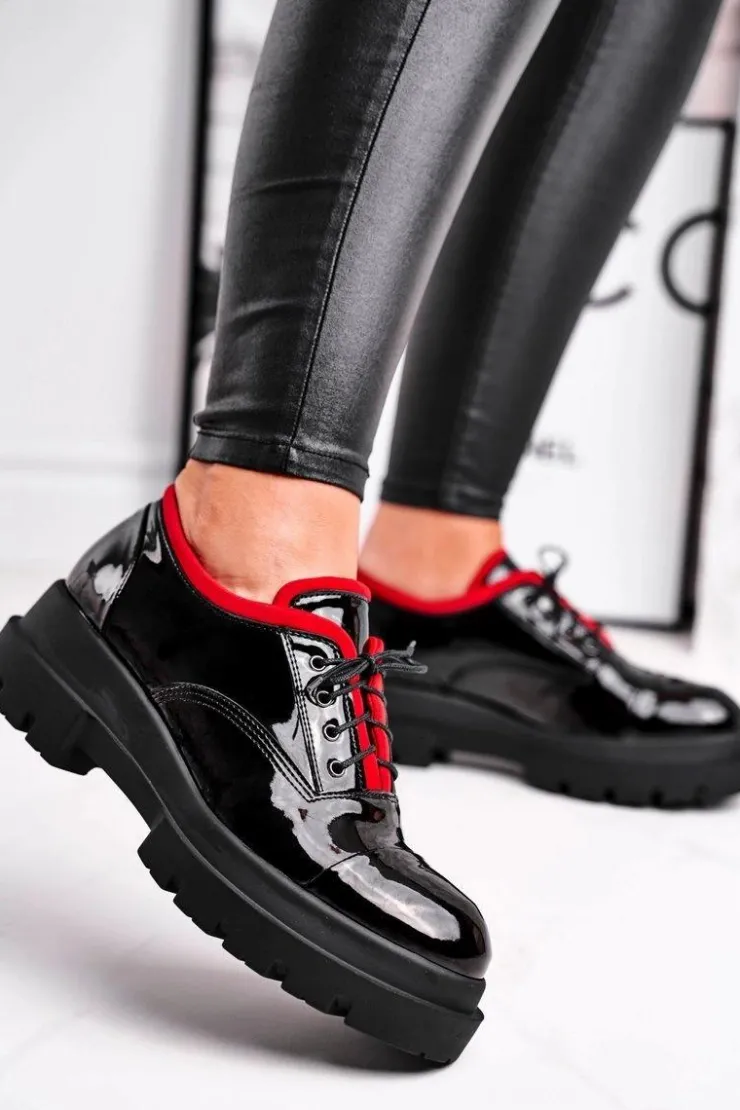 Boto Półbuty Skórzane*Damskie Półbuty Skórzane Visconi Czarne 7427936