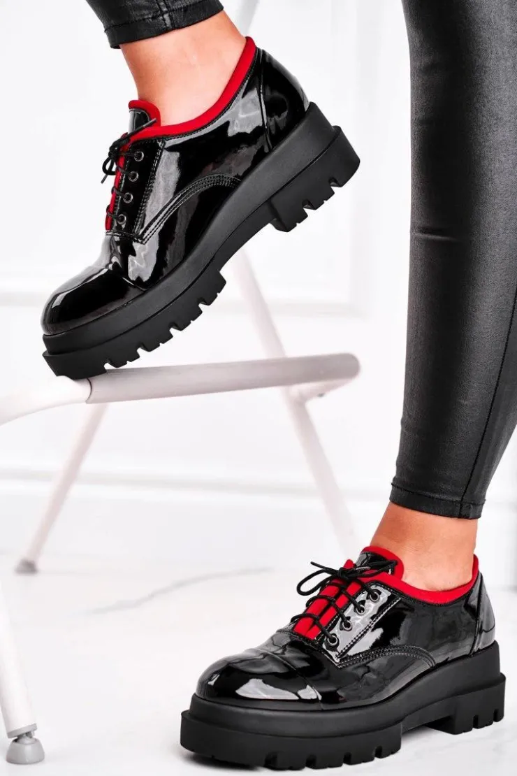 Boto Półbuty Skórzane*Damskie Półbuty Skórzane Visconi Czarne 7427936