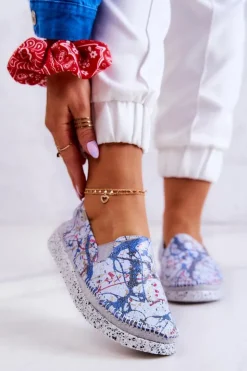 Sale Maciejka Damskie Półbuty Wsuwane Skórzane 03512-39 Niebieskie