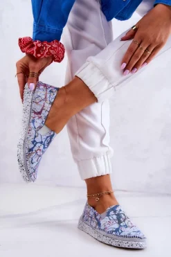 Sale Maciejka Damskie Półbuty Wsuwane Skórzane 03512-39 Niebieskie