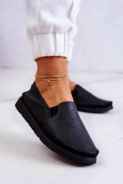 Damskie Maciejka Damskie Półbuty Wsuwane Skórzane 03512-01 Czarne