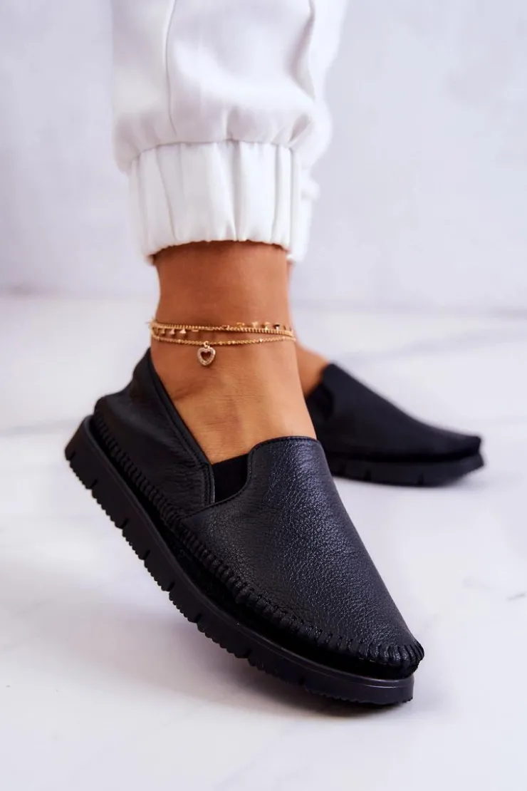 Damskie Maciejka Damskie Półbuty Wsuwane Skórzane 03512-01 Czarne