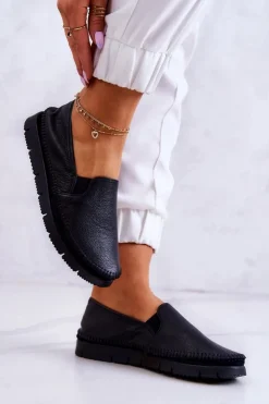 Damskie Maciejka Damskie Półbuty Wsuwane Skórzane 03512-01 Czarne