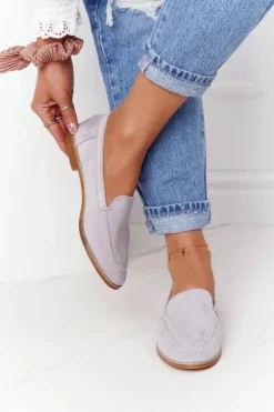 Damskie Boto Damskie Półbuty Wsuwane Zamszowe Szare Twinky