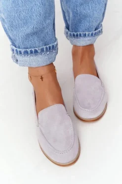 Damskie Boto Damskie Półbuty Wsuwane Zamszowe Szare Twinky