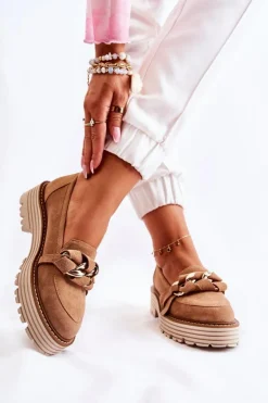 Online Laura Messi Damskie Półbuty Zamszowe 2523 Camel