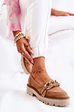 Online Laura Messi Damskie Półbuty Zamszowe 2523 Camel