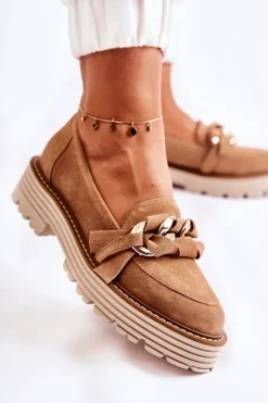 Online Laura Messi Damskie Półbuty Zamszowe 2523 Camel