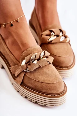 Online Laura Messi Damskie Półbuty Zamszowe 2523 Camel