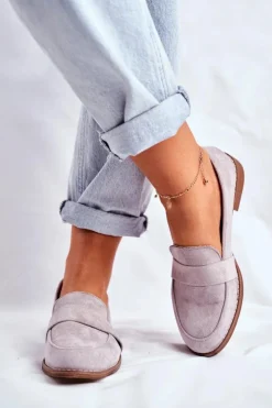 Best Boto Damskie Półbuty Zamszowe Szare Cintra