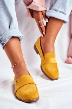 Online Boto Damskie Półbuty Zamszowe Żółte Cintra