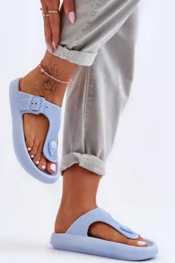 Boto Klapki Damskie Japonki|Klapki Na Platformie*Damskie Piankowe Japonki Niebieskie Apolla