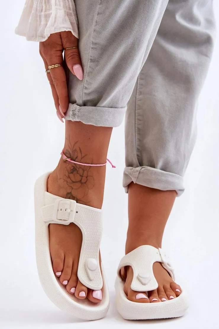 Boto Klapki Damskie Japonki|Klapki Na Platformie*Damskie Piankowe Japonki Białe Apolla