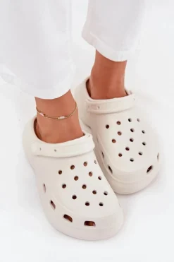 Damskie Boto Damskie Piankowe Klapki Białe Elisra