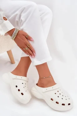 Damskie Boto Damskie Piankowe Klapki Białe Elisra