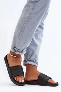 Big Star Shoes Klapki Damskie Big Star|Klapki Damskie Klasyczne*Damskie Piankowe Klapki Big Star MM274715 Czarne