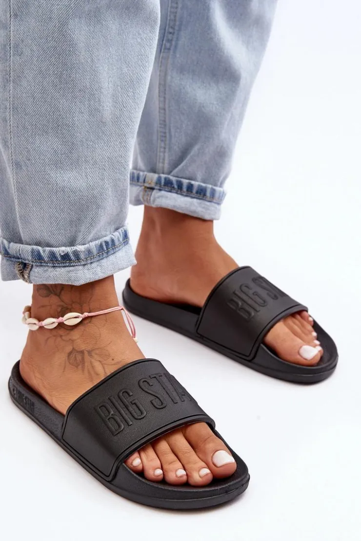 Big Star Shoes Klapki Damskie Big Star|Klapki Damskie Klasyczne*Damskie Piankowe Klapki Big Star MM274715 Czarne