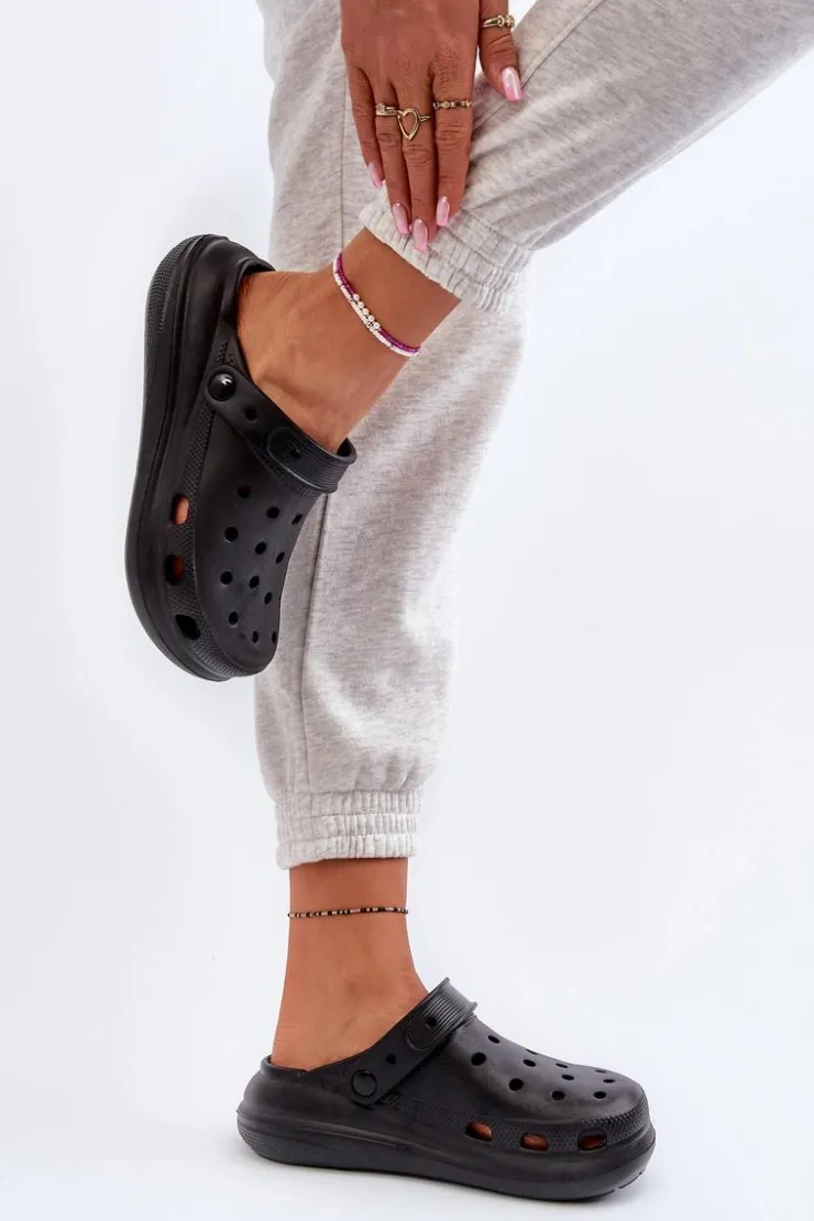 Hot Boto Damskie Piankowe Klapki Czarne Ilariana Czarny