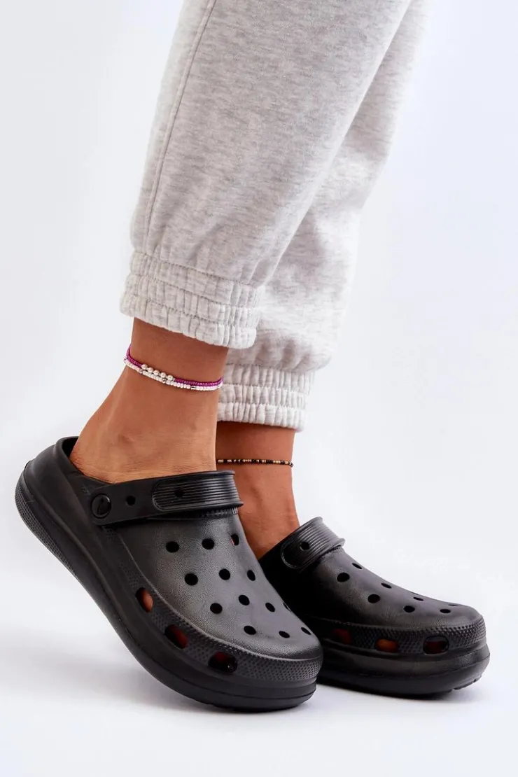 Hot Boto Damskie Piankowe Klapki Czarne Ilariana Czarny