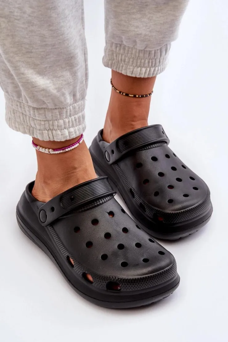 Hot Boto Damskie Piankowe Klapki Czarne Ilariana Czarny