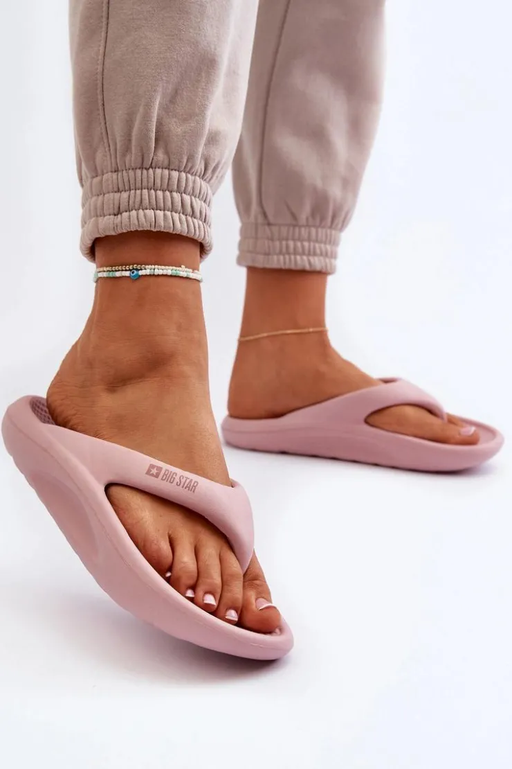 Big Star Shoes Klapki Damskie Big Star|Klapki Basenowe*Damskie Piankowe Klapki Japonki Big Star NN274A650 Różowe
