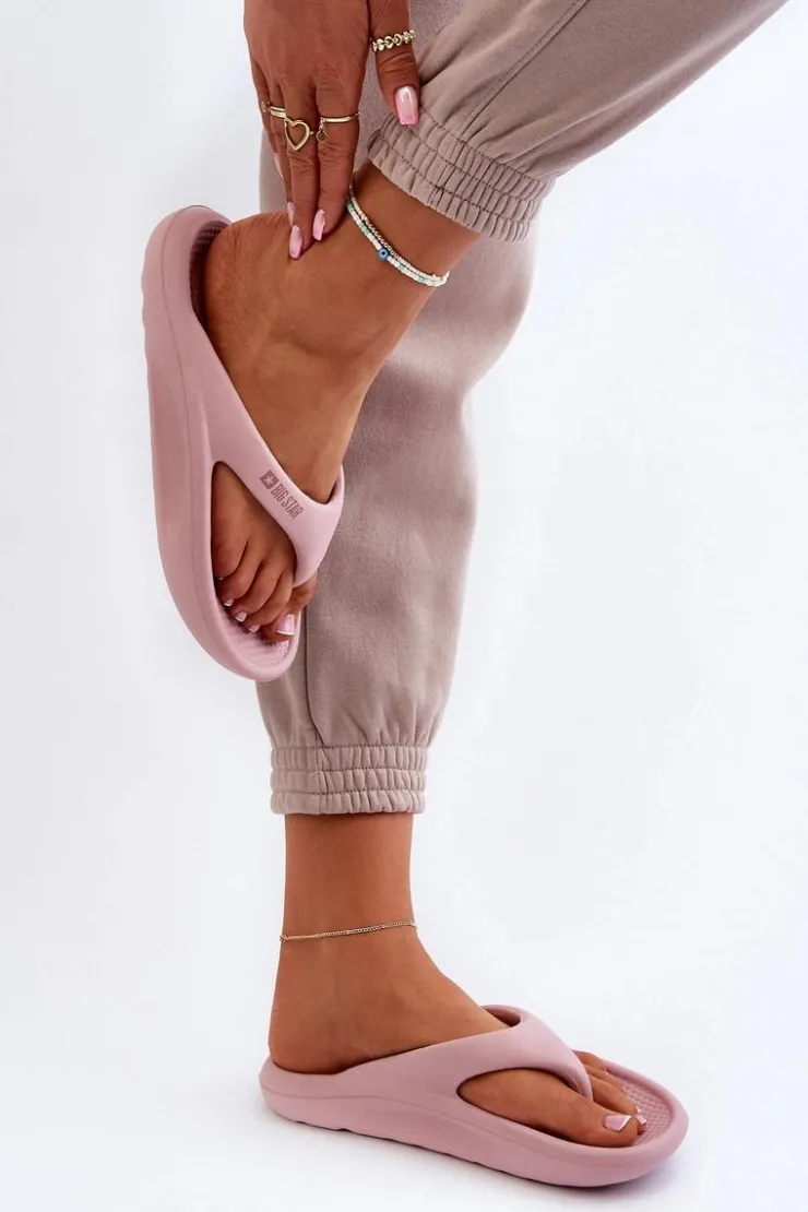 Big Star Shoes Klapki Damskie Big Star|Klapki Basenowe*Damskie Piankowe Klapki Japonki Big Star NN274A650 Różowe