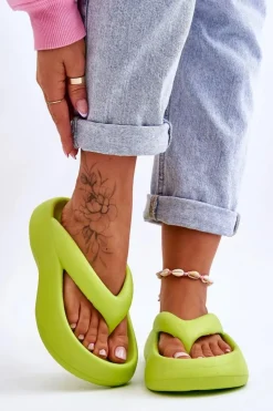 Boto Damskie Piankowe Klapki Japonki Neonowy Żółty Roux